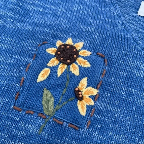 VTG Christopher & Banks Sunflower Embroidered Sweater Knit Women’s Size 1X - Picture 5 of 14